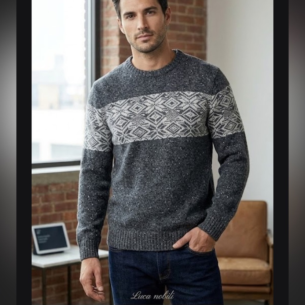 Luca nobili Classic Charcoal Crewneck Sweater